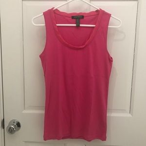 EUC Lauren Ralph Lauren Pink 100% Cotton Shell S